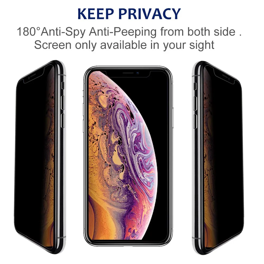 Linno Hot Sales Anti-Spy Protection Privacy Mobile Phone Tempered Screen Protector For IPhone 12 X/XS/XR  Wholesale Or Retail