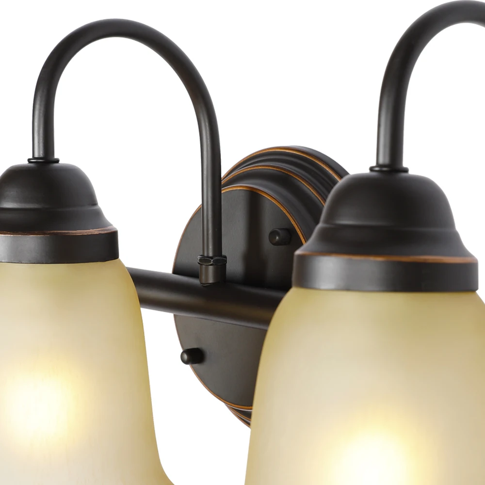Retro Oil Rub Bronze Finish Wall Sconce 3 Lights Bathroom Vanity Fixture Waterproof Wall Lamp