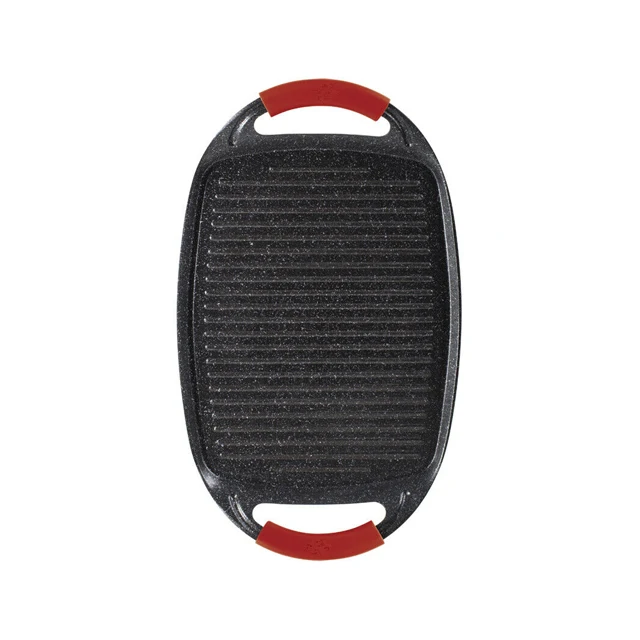 Coating Grill Plate Handle Grill Pan Hot Sale Factory Price Die Casting Aluminum Bbq Stone Big Size with Silicone Aluminum Tray