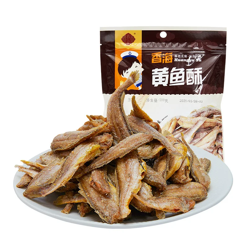 
100G Yellow croaker crispy and original spicy fish snack Instant small yellow croaker 