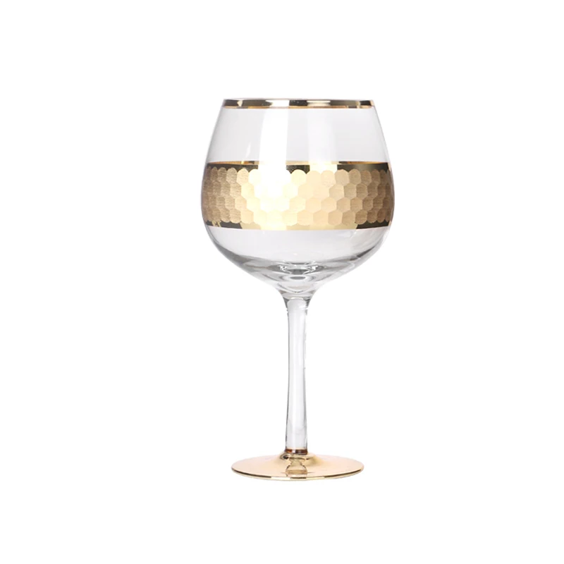 Luxury Handmade Decorative Huge Wine Glasses Cup With Gold Rim Etching Giant Wine Glass