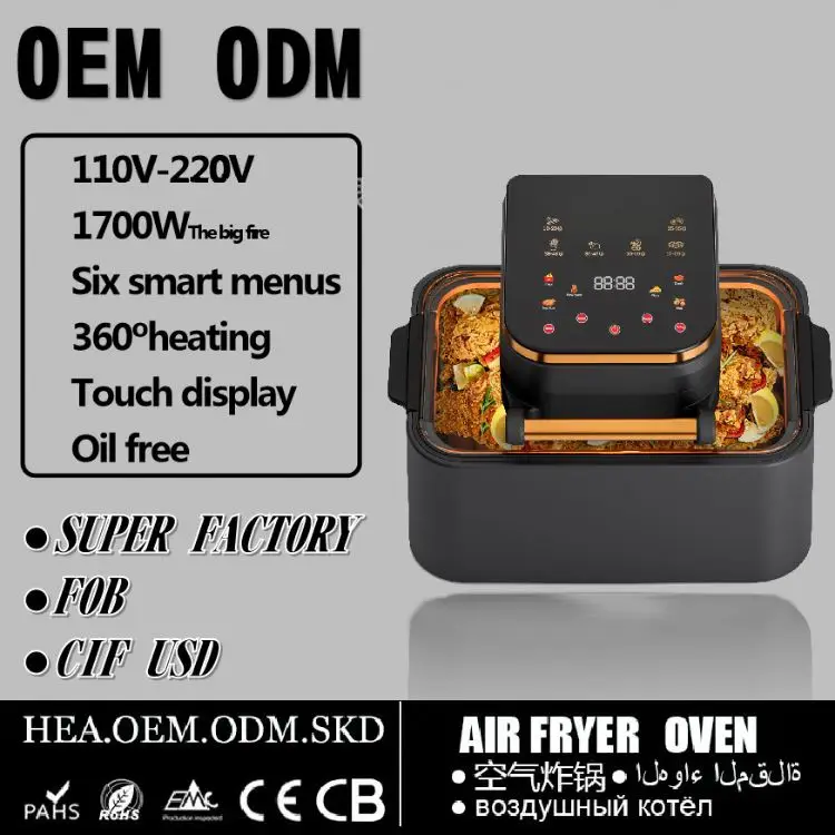 wholesale 12L Air Fryer New Home Flip-free Visual Multi-function Large Capacity Deep Frying Pan Electric Oven Stainless Steel