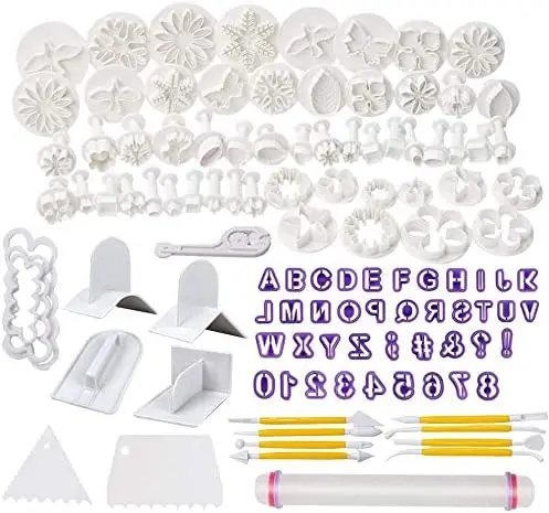 114 Cutters And Fondant Decorating Tools Set Cake Sugarcraft Fondant Tools Kit With Rolling Pin Fondant Cake Tools