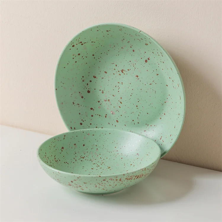 Glamorous splatter flecks design custom color nordic tableware modern dinning plates set dinnerware