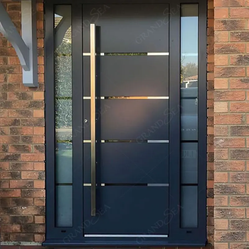 Luxury Exterior Main Entrance Aluminum Pivot Front Door Modern Entry  Stainless Steel Pivot Doors for house