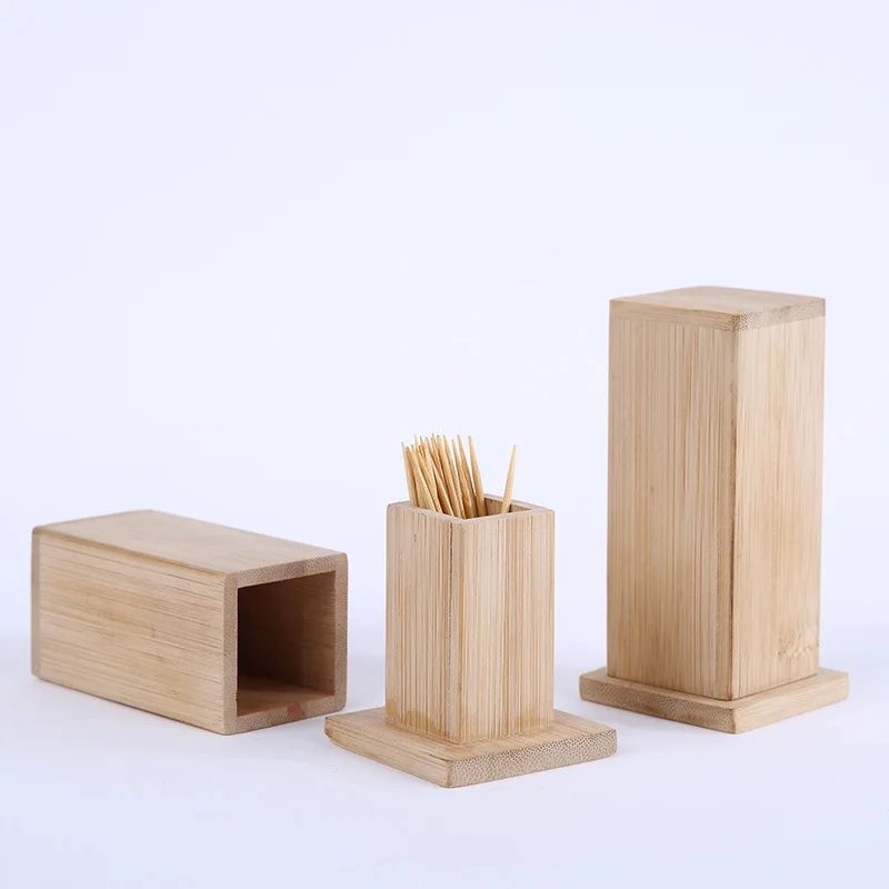 bamboo wooden toothpicks container box home restaurant toothpick holder