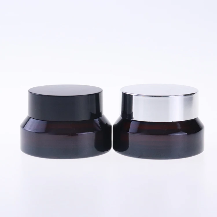Hot sale quick shipping mini 15g brown face amber cosmetic jar test glass jar for skincare with plastic cap