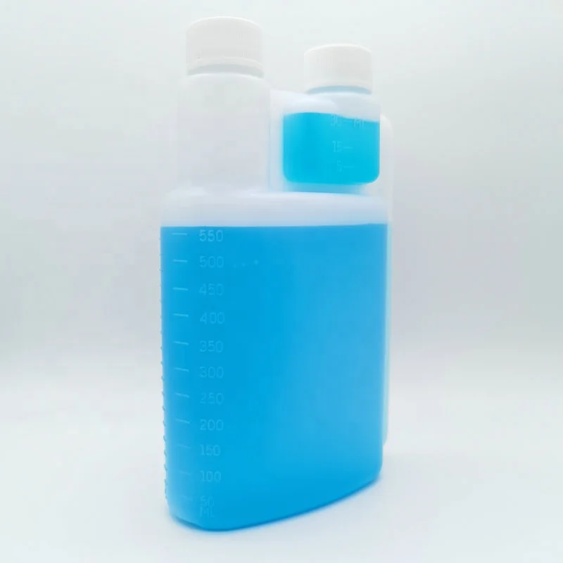 New Design 600ml 20oz Fuel Mixing Bottle Plastic Dual Chamber Dispenser Bottle With Dosing Chamber