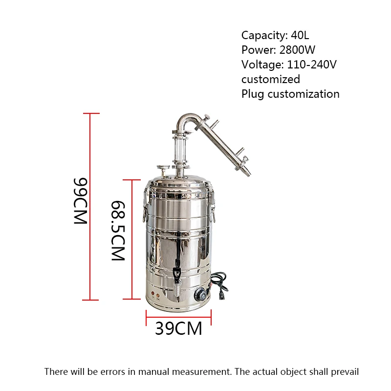 40L copper condensing butler with distilled alcohol crystal column private distilled brandy whisky rum distillation Pure dew