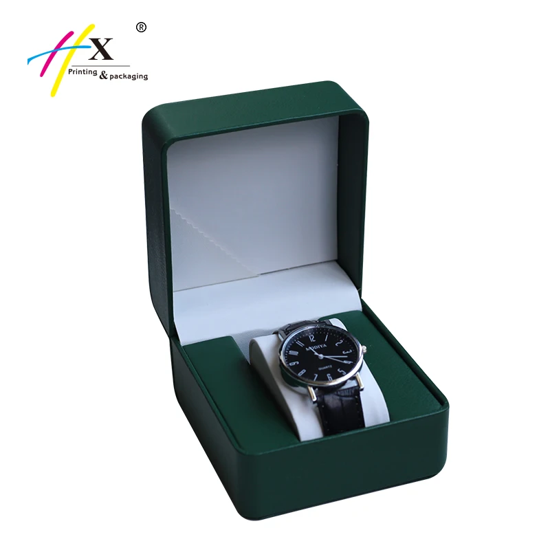 2023 New Design High Quality Custom Logo Green Pu Genuine Leather Watch Box Watch Set Box Luxury Buy Watch Box With White Pillow