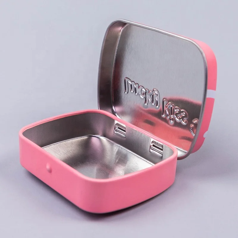 Small tin metal box for sugar-free mints packaging