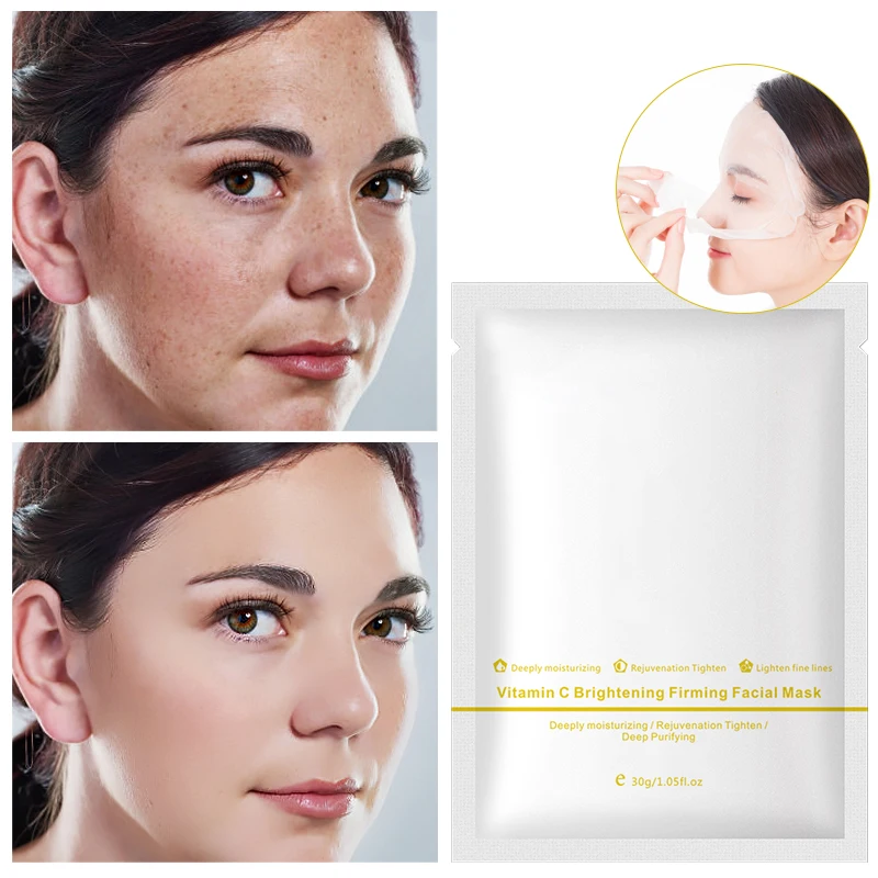 Natrual Organic Brightening Hydrating Sheet Facial Mask Wholesale OEM Skin Care Vitamin C Fruit Face Mask