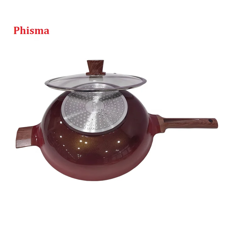 Hot Sale Kitchen Aluminum Cooking Wok Pan Non Stick Titanium Coating Factory Wholesale