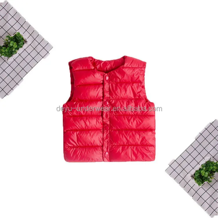 1.4 Dollar Model YW006  Sleeveless Colorful hooded feather filled packable ultralight kids down winter jacket clothing vest