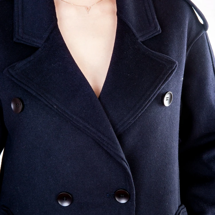 Autumn and winter long double breasted long duffle coat british navy women ladies pea coat