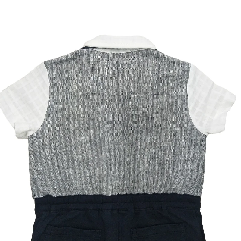 Оптовая продажа; Высококачественная одежда для малышей; Хлопковый комбинезон в полоску для мальчиков; Детский комбинезон с жилетом и галстуком