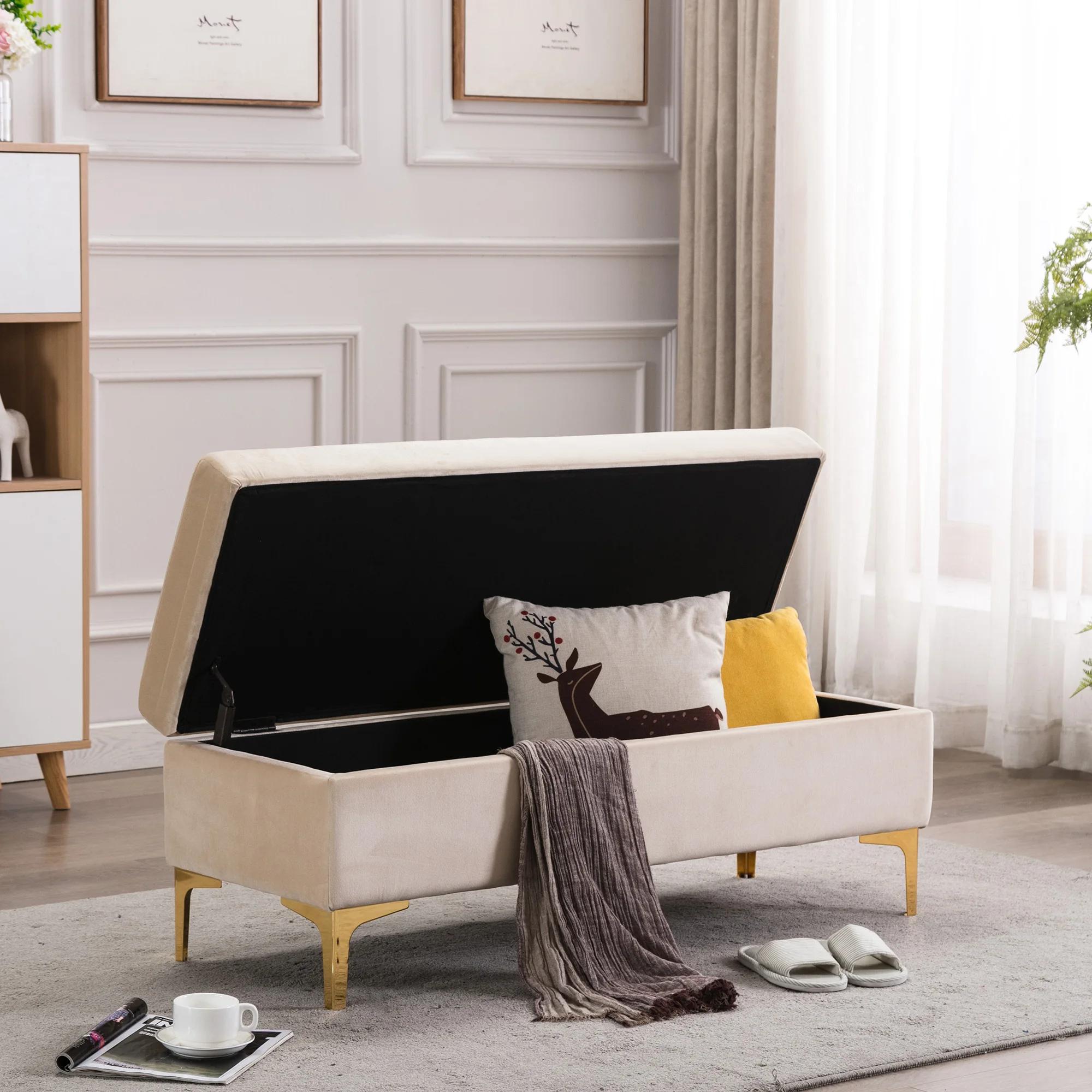 Wholesale Bedside Multi Purpose Velvet Storage Ottoman Bench Seat