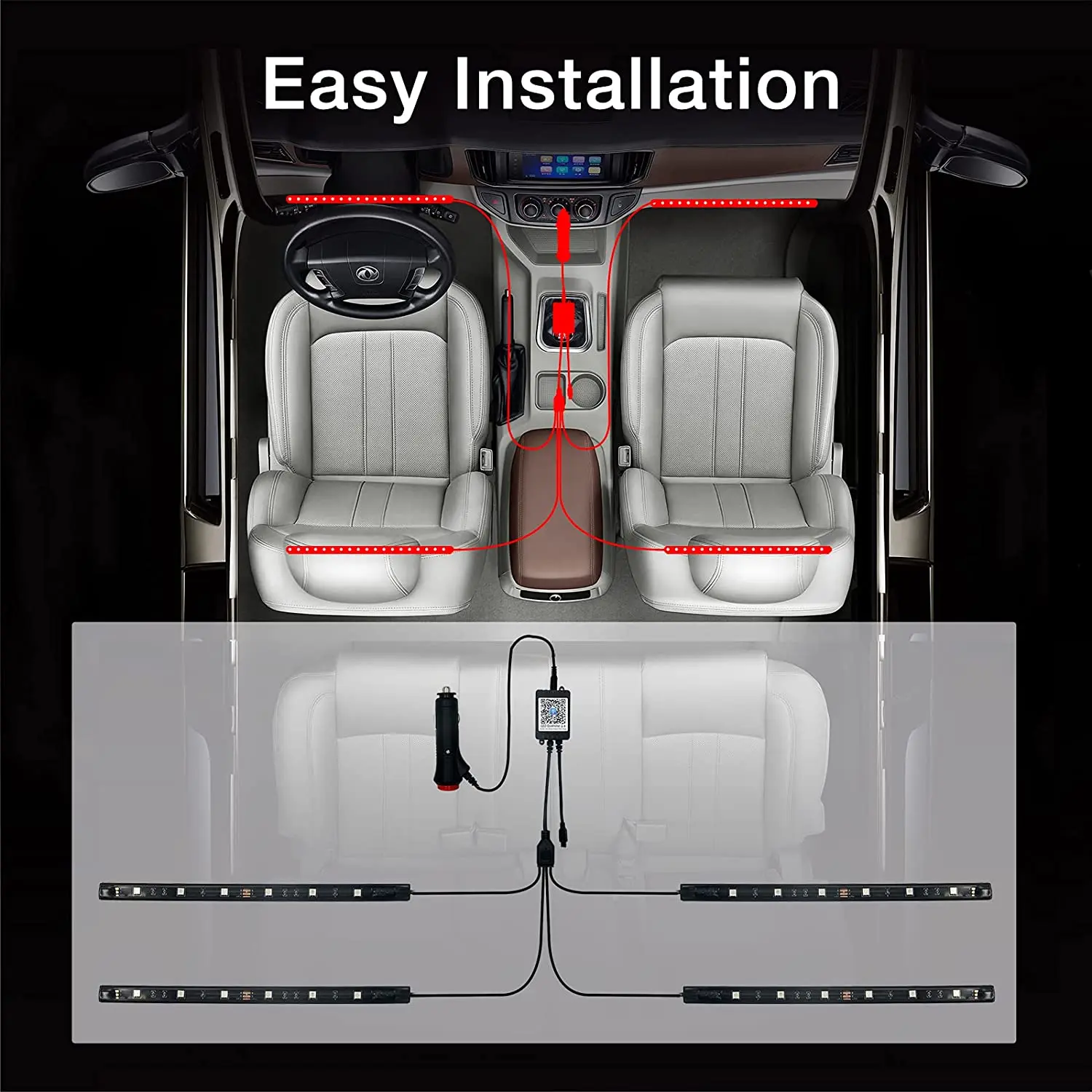 Cigarette Adapter 12V RGB 5050 APP LED Bulb for Car Interior Ambient Lights Accessories Waterproof Strip LEDs Lighting