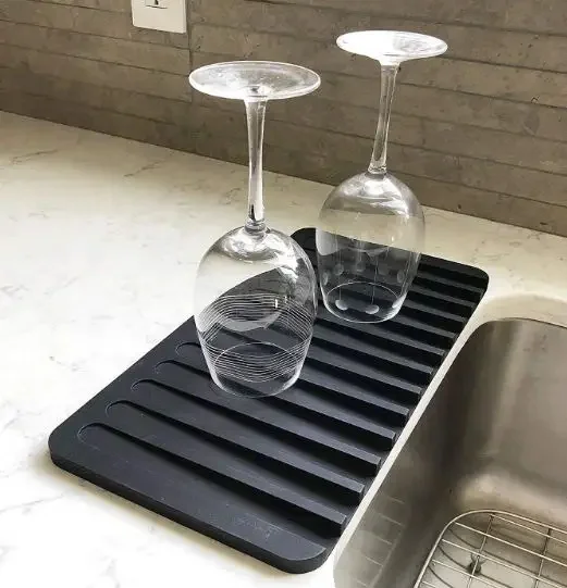Silicone Dish Drying Mat rack Silicone Dish Drying Mat for Kitchen Counter, Slip Resistant Dishwasher Mat Heat Resistant