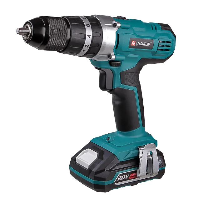 Liangye 40NM  High Quality Lithium Battery Power Tools Variable Speed Drills 20V Cordless Hammer Drill