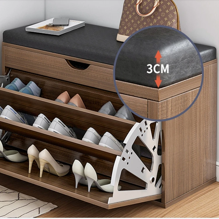 Modern style simple cheap wooden seated shoe rack cabinet