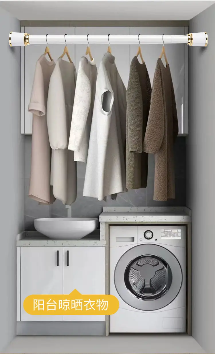 Metal Curtain Rod Pole l Shaped Shower Curtain Rod Extendable Tension Window Curtain Rods