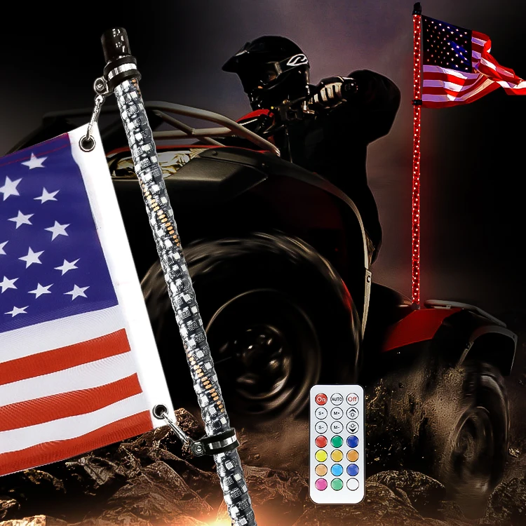5FT Single Whip Light Chasing RGB dancing color by Remote Control for Polaris Can Am Golf Free Shipping from USA