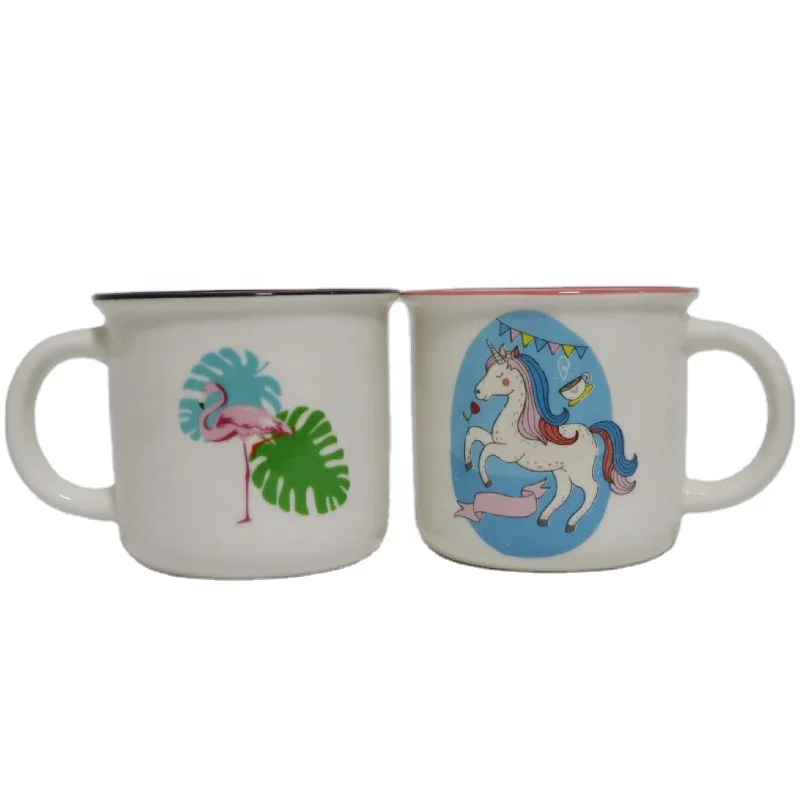 
Custom Logo Printing Enamel Color Glaze Mug, Enamel Camping Yellow Mug Print Decal Wholesale Enamel Coffee Mug 