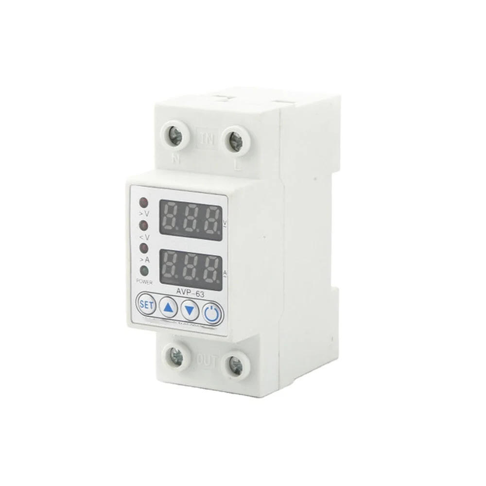Низкая цена двойной дисплей цифровой Защита от перенапряжения переменного тока 1a-63a 230 в Регулируемый протектор тока напряжения