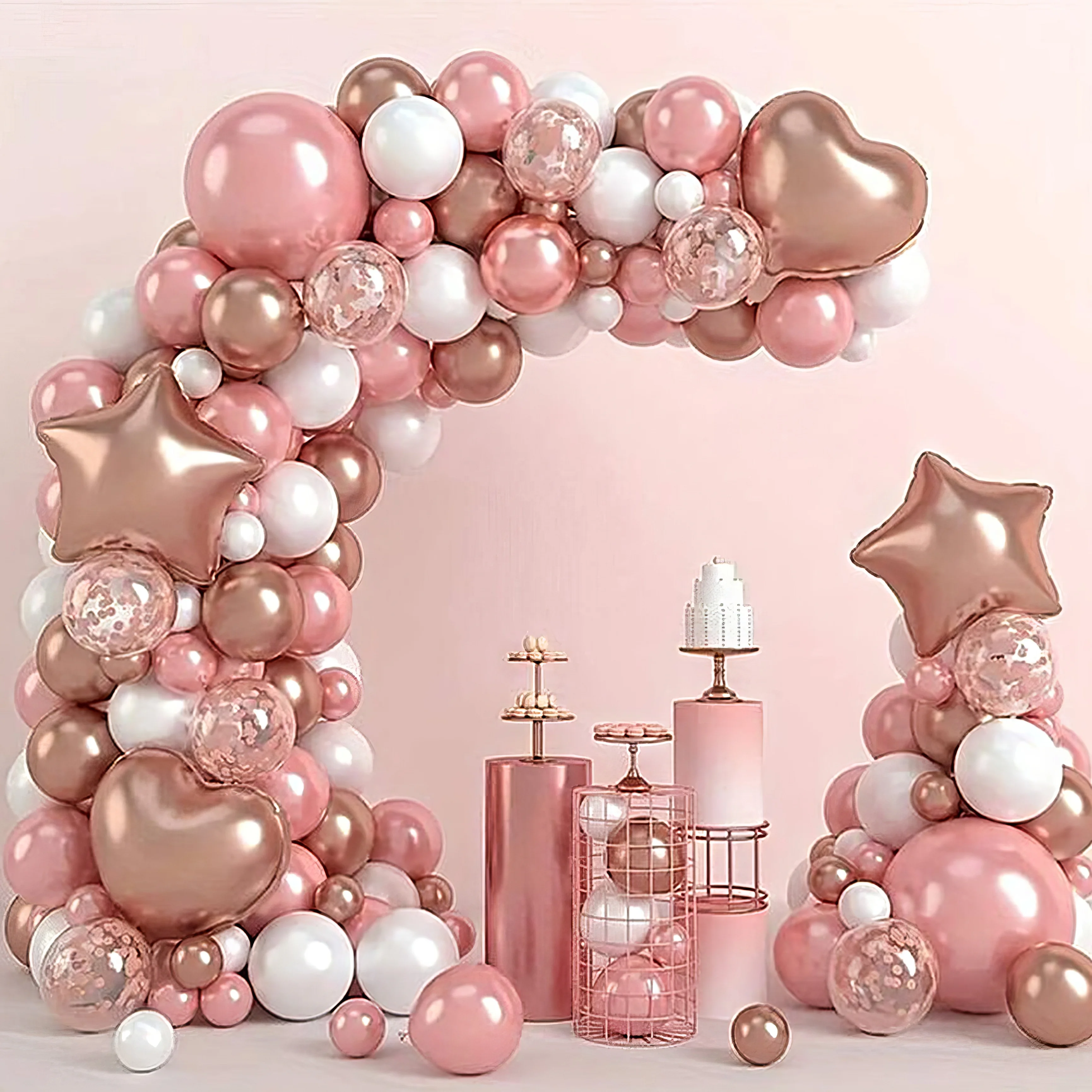 custom wedding event decoration giant circle grid cake prop balloon stand round mesh backdrop for party