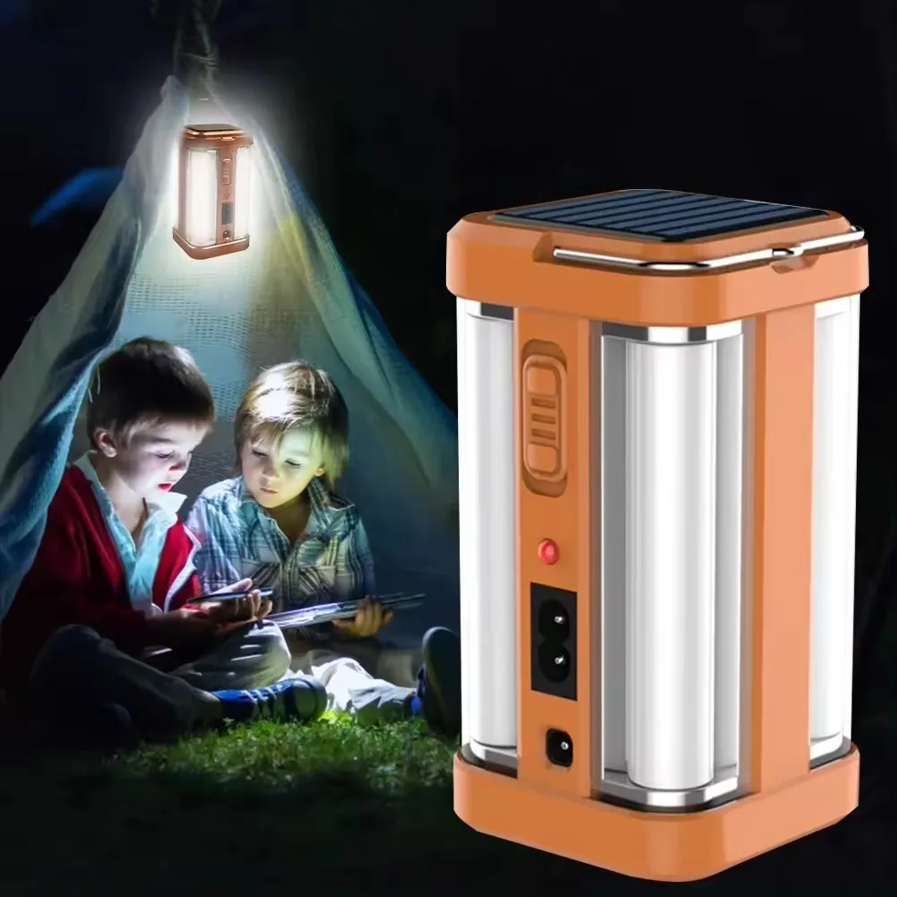 Rechargeable Solar Power LED Telescopic Flashlight Portable Emergency Camping Lantern for Outdoor Hiking Tent Handing Light