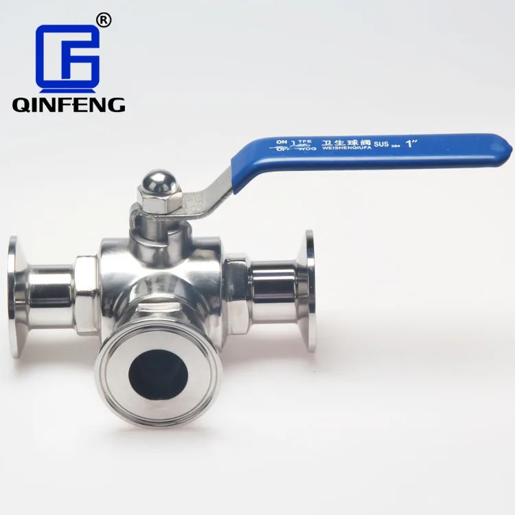 Sanitary long handle three way Quick install 3 way stainless steel control valve three-way  manual ball valve