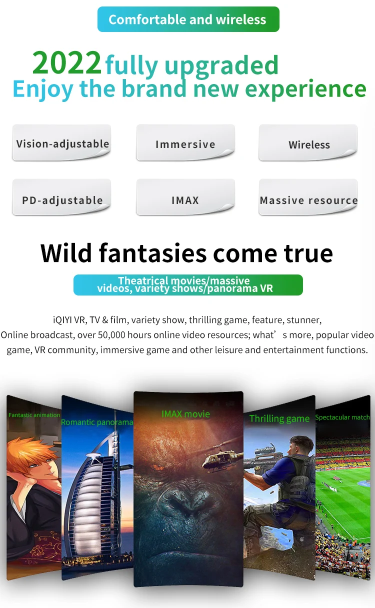 Upgraded version VRPARK J50  BT wireless  Virtual Reality 3D Glasses