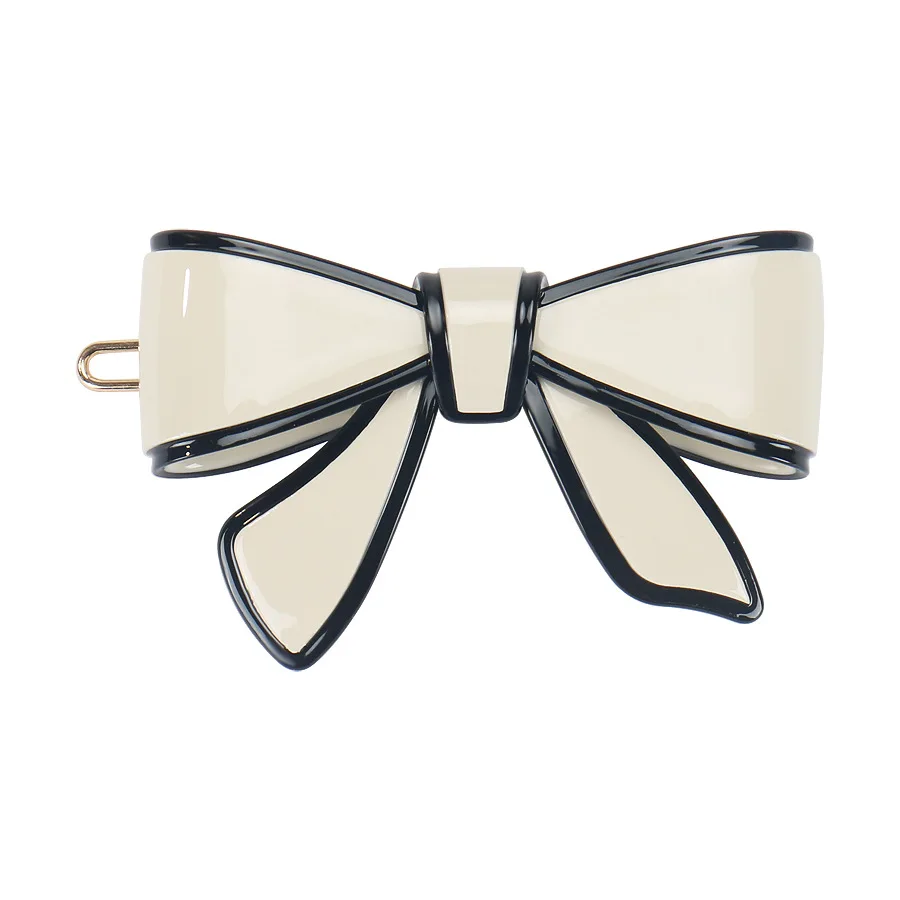KL French Style Classic Small Knot Bow Spring Simple Color Light Plate  Exquisite Acetate  Hair Pin Clip Accessories