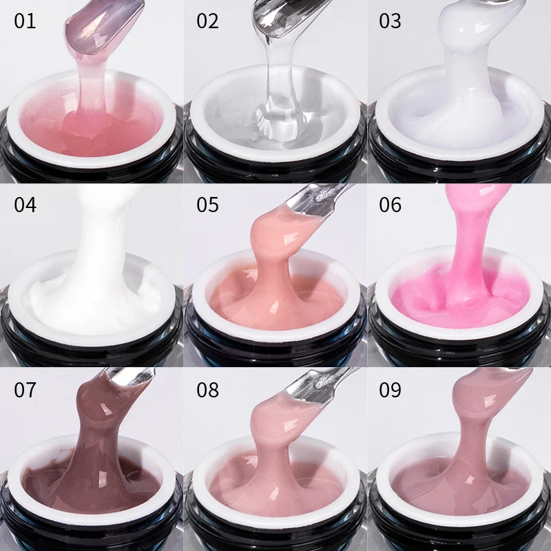 QSHY Hard Gel Polish Custom Logo UV gel Soak Off Long Lasting Resin Solid Builder Mousse Extension Builder Gel For Nails