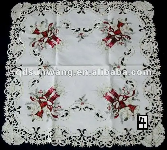 christmas embroidered table cloths with hand cutwork