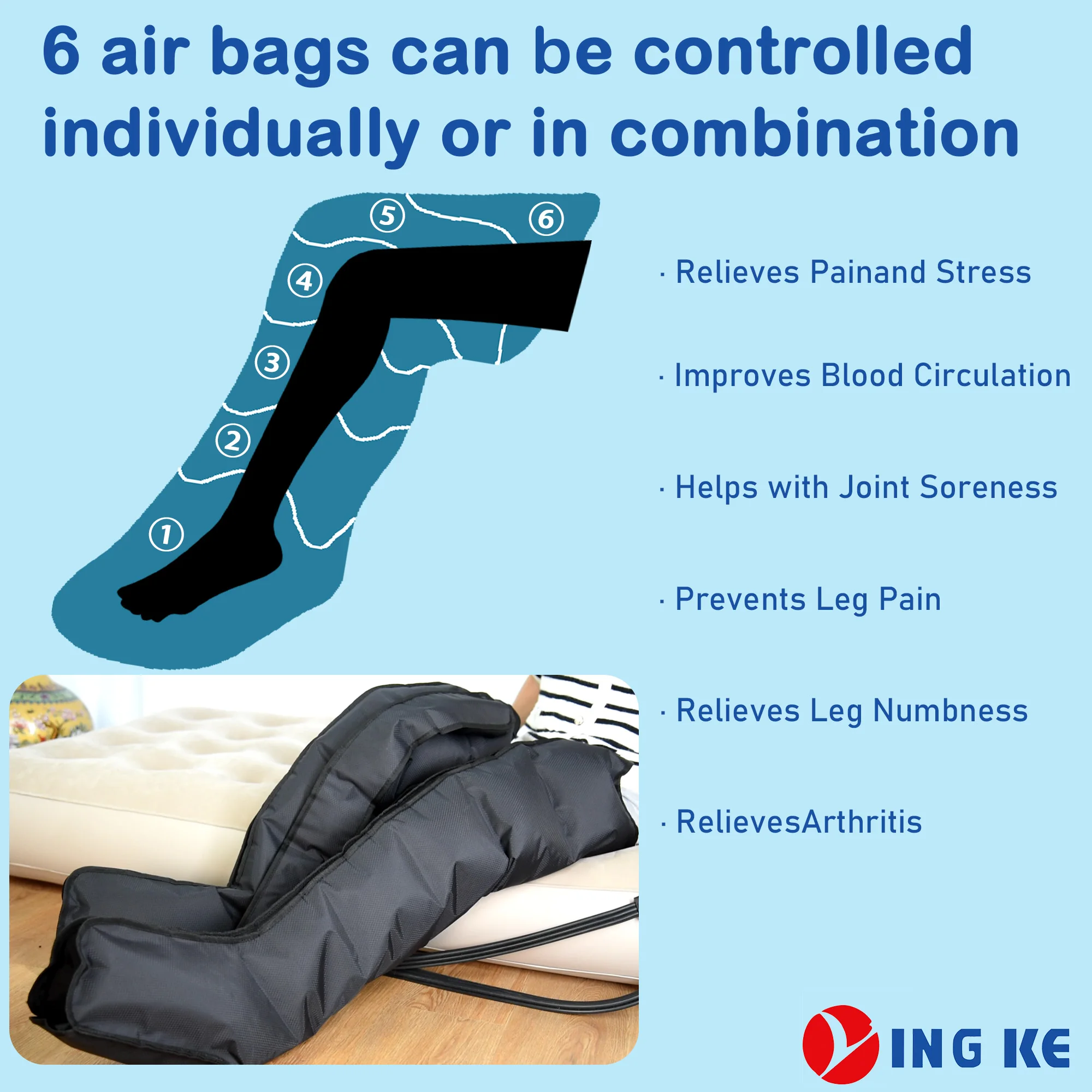 System Pneumatic Air Compression Pressure massage Leg Massager Recovery Boots