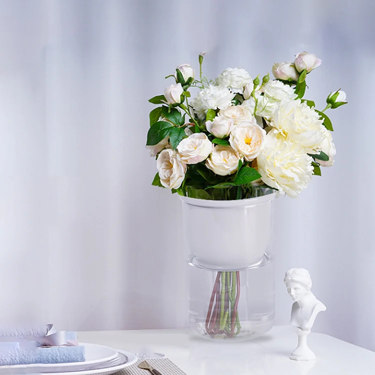 Youjia Chinese Suppliers Home Office Desk Flowers Decoration Clear Glass Vase Tabletop Vase Crystal Vase