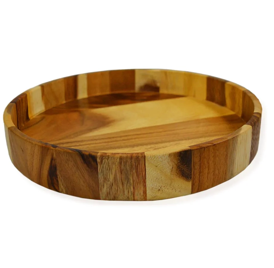 
Custom Handmade Ottoman Wood Round Serving Tray, 12 Inch 