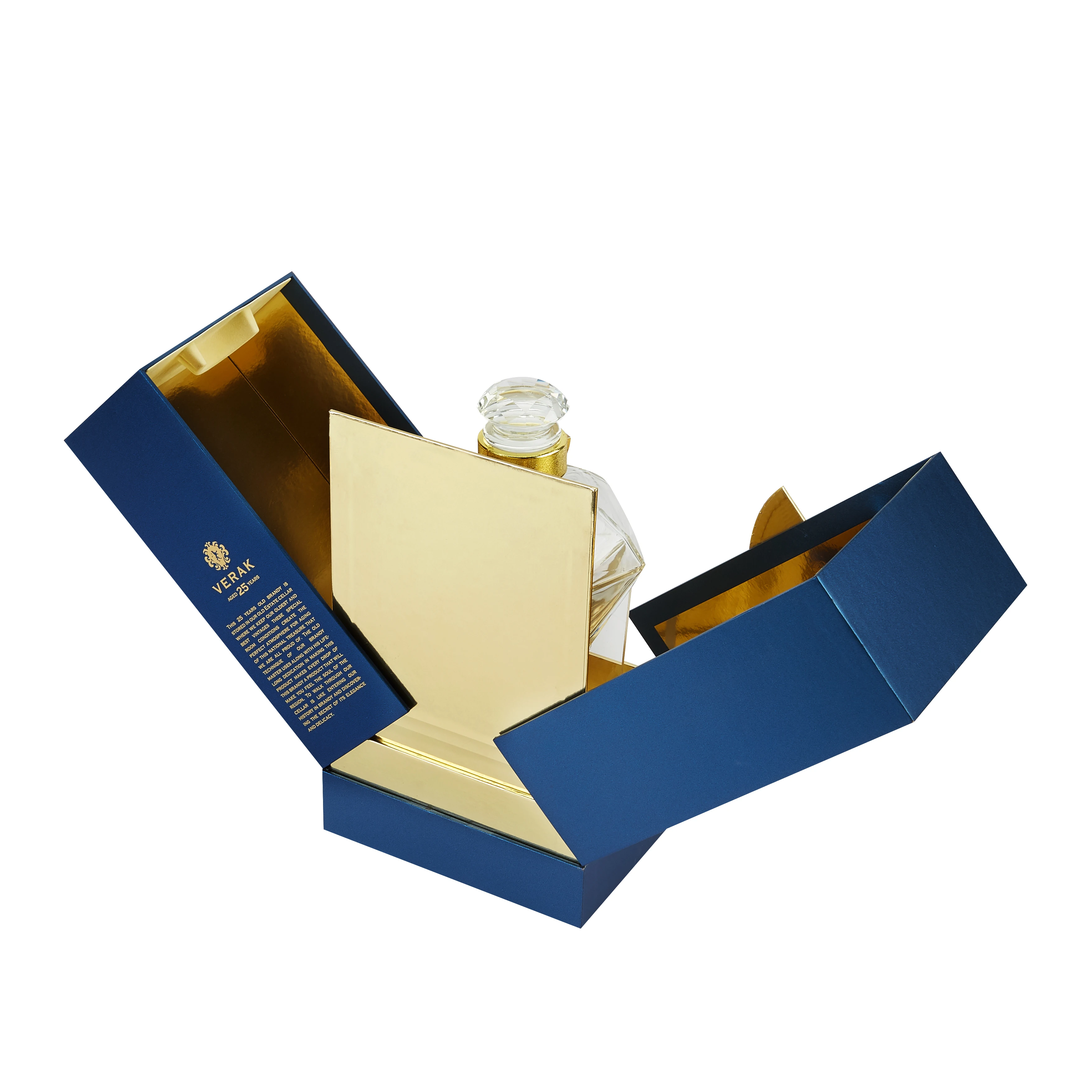 Arrival Wholesale Price Double Door Open Wine Packaging Box With Texture Paper And Gold Foil Stamping