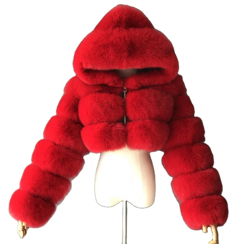 Fashionable warm plush outer wear jacket ladies winter fur coat