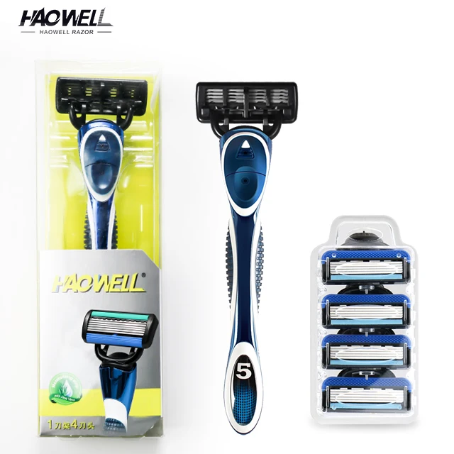 Система бритья с 5 лезвиями, бритва с металлической ручкой и заменяемым картриджем, Лидер продаж, Amazon для мужчин