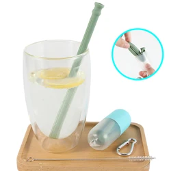 New Spiral Designer Brand Portable Collapsible  Boba Topper Mold Kids Silicone Drinking Straws Tips Reusable With Case