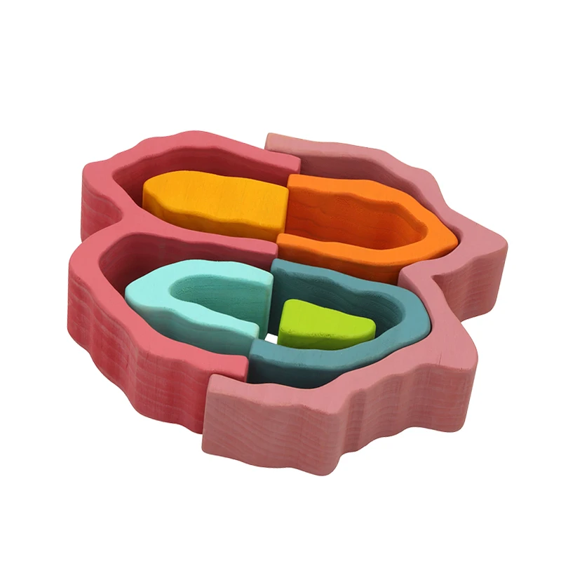 factory production Germany of Nature Montessori Educational Toy wooden cube building wood blocks rainbow toy in china