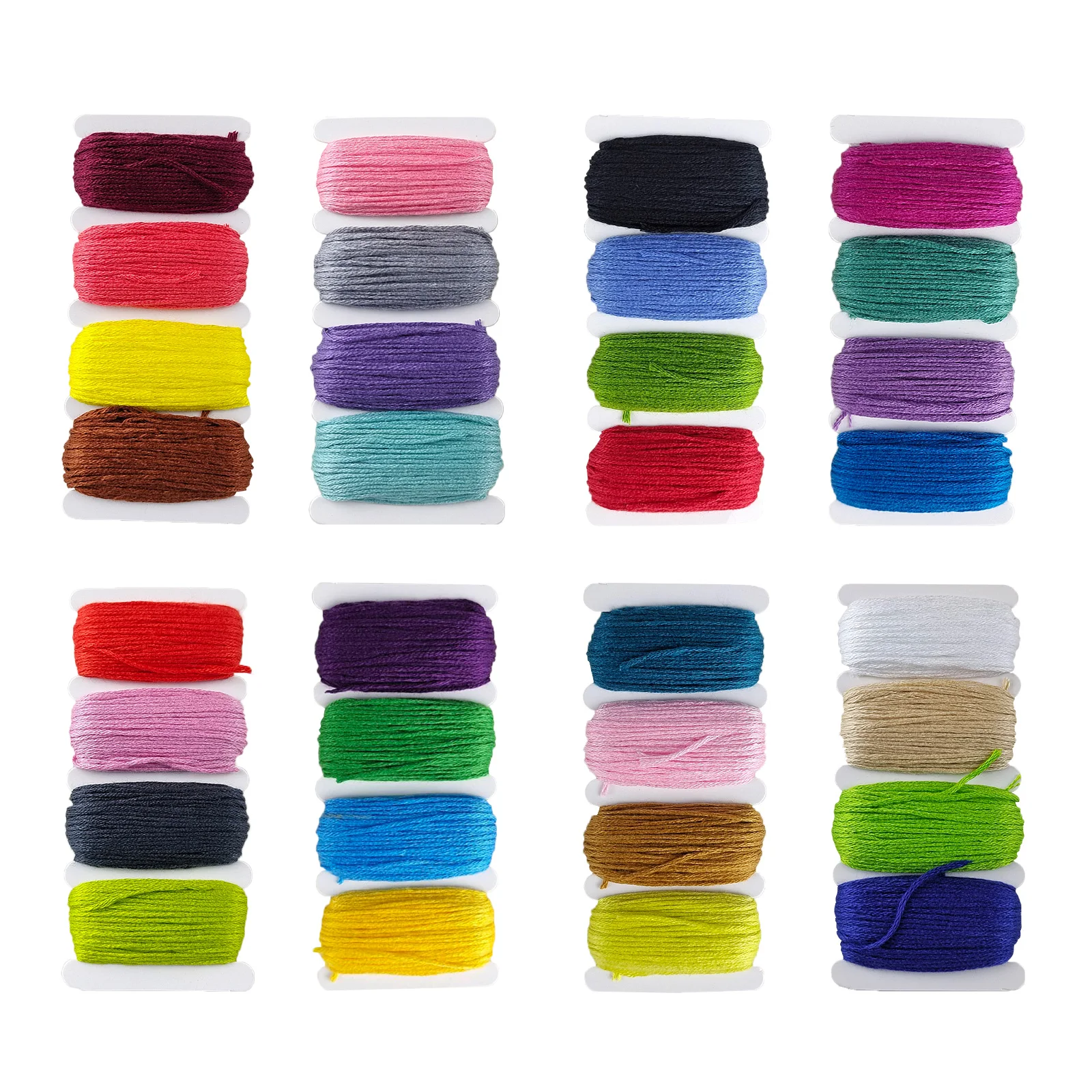 Embroidery Floss bobbins - 32 colors Cross Stitch Threads - Friendship Bracelets Floss - Crafts Floss - 8 Bobbins Per Pac
