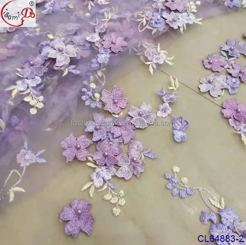 3d Embroidery Fashion Light Flower Lace Fabric