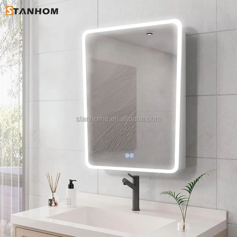 STANHOM Bathroom PIR Sensor Crystal LED Mirror Cabinet