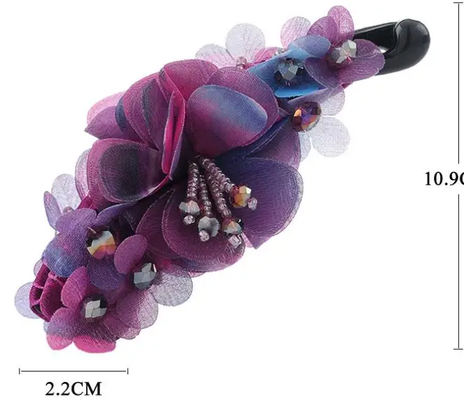 Hot sell  Fashion sweet  flower shape banana clips  beautiful Rhinestone hair ornaments banana clips  KBXJJ010