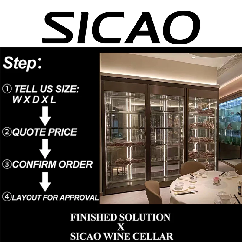 SICAO Custom Beef Steak Saussages Meat Dry Aging Aged Cooler Refrigerator Fridge Display glass Dry Dri Ager Cabinet  Machine