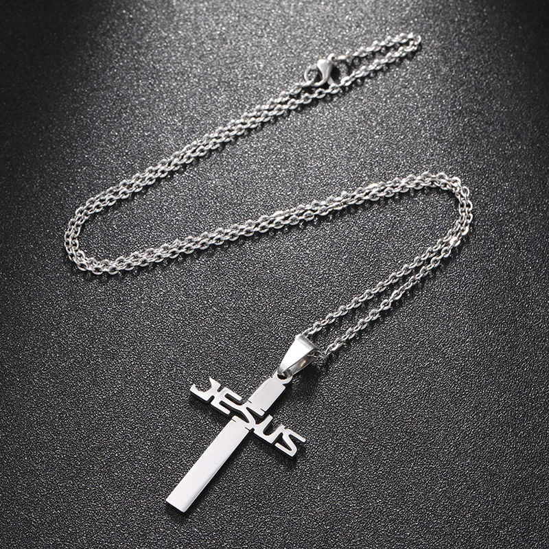 New Scapular Christian Catholic Religious Silver Gold Plated Stainless Steel Chain Jesus Cross Pendant Necklace For Women Men
